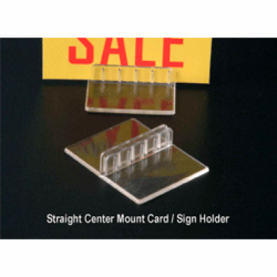 Straight Center Mount Sign/Card Holder, 2"W X 1-9/16"L, Crystal Clear Styrene - Pkg Qty 100