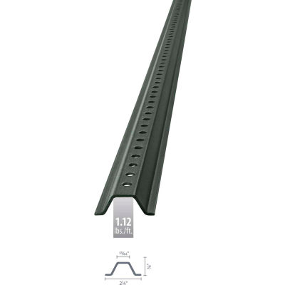 U-Channel Sign Post, 7'L, 1.12 lbs./ft., Green Post, Holes 30" Down Post