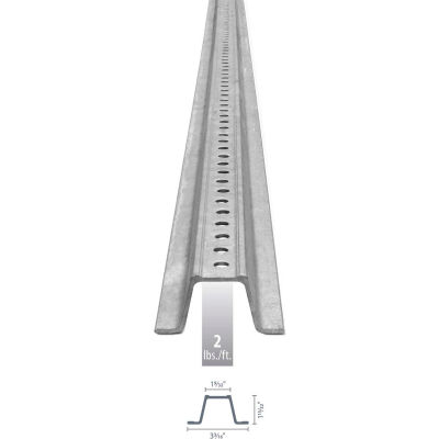 U-Channel Sign Post, 8'L, 2 lbs./ft., Galvanized Post, Holes Top Down