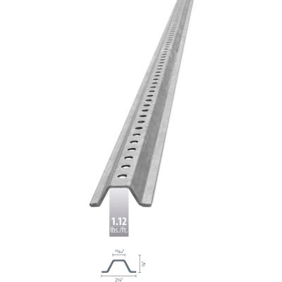 U-Channel Sign Post, 8'L, 1.12 lbs./ft., Galvanized Post, Holes 30" Down Post
