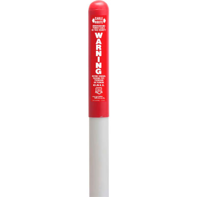 114604C Round Dome Utility Electric Marker, White Pole 78"H, 54" Above Ground, Red