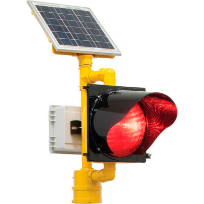 2180-BBSRY BlinkerBeacon™ Solar Flashing LED Beacon, Red Lens, Yellow Housing
