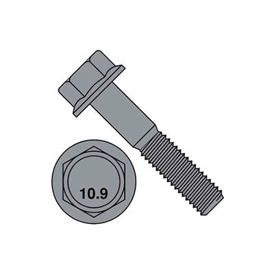 M8 x 1.25 x 20 Metric Flange Bolt - Steel - Yellow Zinc - Class 10.9 - DIN125B - Pkg of 100