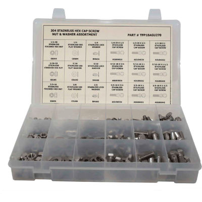 270 Piece Hex Head Cap Screw Assortment - 1/4" to 3/8" - 304 Stainless Steel