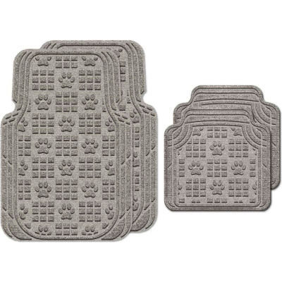 Waterhog Car Mats with PawPrint Pattern, Large, Medium Gray, Full Set of 4 - 3908570002070