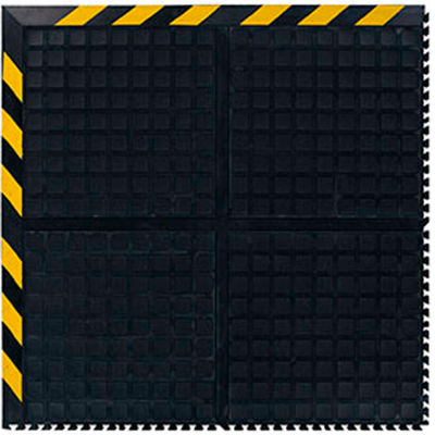Hog Heaven III Comfort Modular Corner Tile 3/4" Thick 3' Black/Yellow Chevron Border