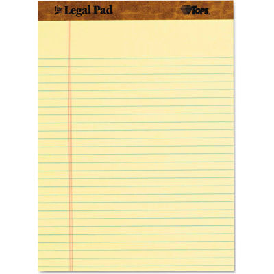 TOPS® The Legal Pad Legal Rule Perforated Pads 75327, 8-1/2"x11-3/4", Canary, 50 Shts/Pad, 3/Pk
