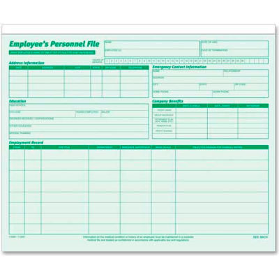 Tops® Employee Record File, 25-3/4" x 9-1/2", Green, 20/Pack
