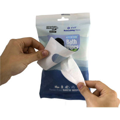 Adventure® Medical Kit Bath Wipes, 8" x 5", 8 Pack, 0170-0304