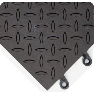 ErgoDeck® Max-Diamond Plate Anti Fatigue Mat 7/8" Thick 1.5' x 1.5' Black - Case of 10