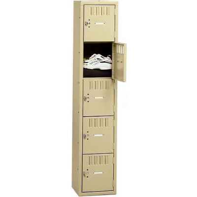 Tennsco Box Locker BK5-121812-A-MGY - Five Tier No Legs 1 Wide 12 x 18 x 12 Unassembled, Medium Gray