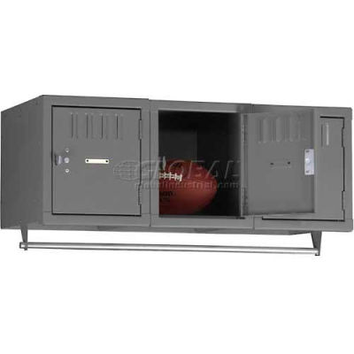 Tennsco Single Tier 3 Door Wall Mount Box Locker, 12"Wx18"Dx12"H, Light Gray, Assembled
