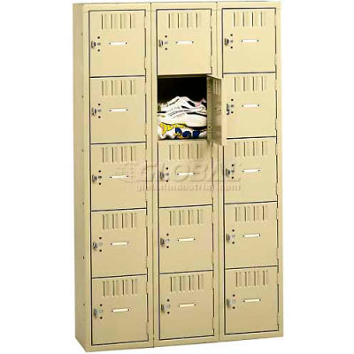 Tennsco Box Locker BS5-121212-C-SND - Five Tier No Legs 3 Wide 12 x 12 x 12, Assembled, Sand