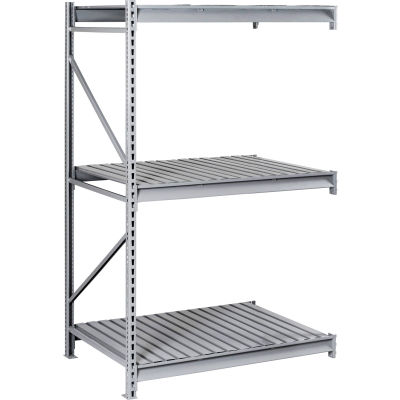 Tennsco Bulk Storage Rack - 48"W x 36"D x 84"H - Add-On - 3 Shelf Levels - Steel Deck - Light Gray