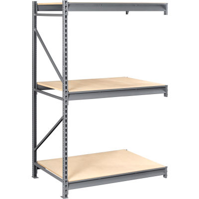 Tennsco Bulk Storage Rack - 72"W x 36"D x 96"H - Add-On - 3 Shelf Levels - Wood Deck - Medium Gray