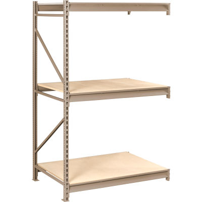 Tennsco Bulk Storage Rack - 72"W x 48"D x 72"H - Add-On - 3 Shelf Levels - Wood Deck - Sand