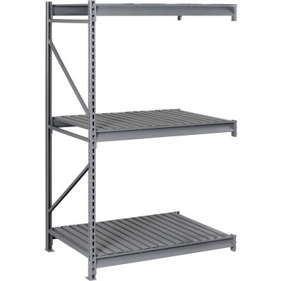 Tennsco Bulk Storage Rack - 72"W x 48"D x 96"H - Add-On - 3 Shelf Levels - Steel Deck - Medium Gray