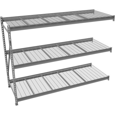 Tennsco Bulk Storage Rack - 72"W x 48"D x 96"H - Add-On - 3 Shelf Levels - Wire Deck - Medium Gray