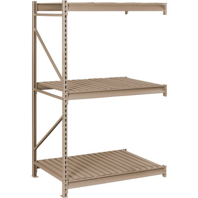 Tennsco Bulk Storage Rack - 96"W x 48"D x 120"H - Add-On - 3 Shelf Levels - Steel Deck - Sand