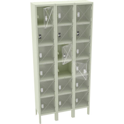 Tennsco C-Thru Box Locker CBL6-121212-3-CPY - Six Tier w/ Legs 3 Wide 12 x 12 x 12, Assembled, Putty