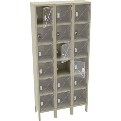Tennsco C-Thru Box Locker CBL6-121212-3-SND - Six Tier w/ Legs 3 Wide 12 x 12 x 12, Assembled, Sand