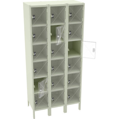 Tennsco C-Thru Box Locker CBL6-121812-3-CPY - Six Tier w/ Legs 3 Wide 12 x 18 x 12, Assembled, Putty
