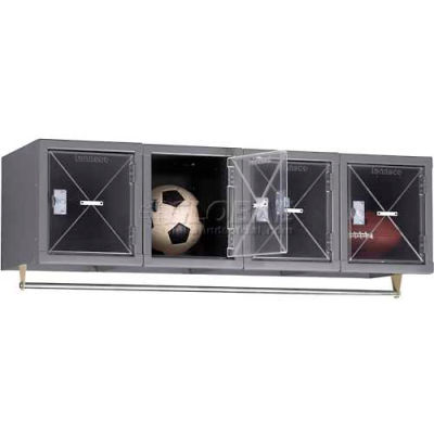 Tennsco Single Tier 4 Door C-Thru Wall Mount Box Locker, 12"Wx18"Dx12"H, Putty, Assembled