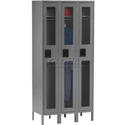 Tennsco C-Thru Locker CSL-121272-3-SND - Single Tier w/Legs 3 Wide, 12 x 12 x 72, Assembled, Sand