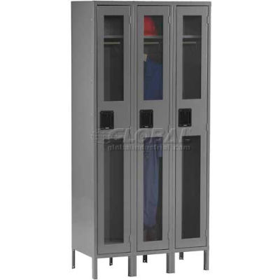 Tennsco C-Thru Locker CSL-121572-3-CPY - Single Tier w/Legs 3 Wide, 12 x 15 x 72, Assembled, Putty