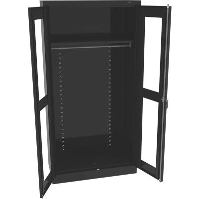 Tennsco C-Thru Standard Wardrobe Cabinet CVD1471-BLK - Unassembled 36"W X 18"D X 72"H, Black
