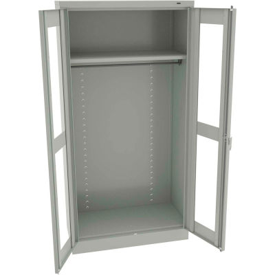 Tennsco C-Thru Standard Wardrobe Cabinet CVD1471-LGY - Unassembled 36"W X 18"D X 72"H, Light Grey