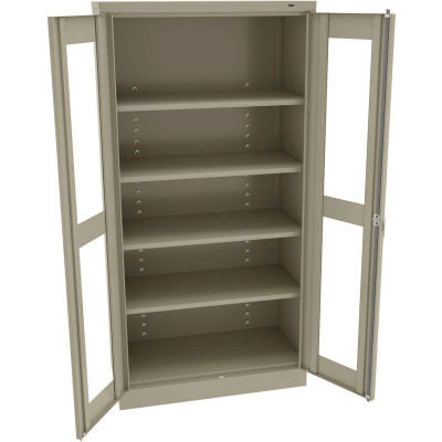 Tennsco C-Thru Standard Storage Cabinet CVD1480-SND - Unassembled, 36"W X 24"D X 72"H, Sand