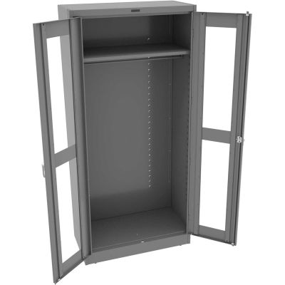 Tennsco C-Thru Deluxe Wardrobe Cabinet CVD1871-MGY - Unassembled 36"W X 18"D X 78"H, Medium Grey