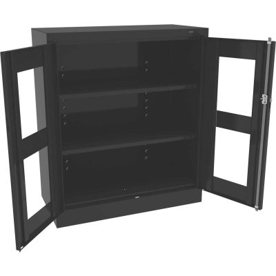 Tennsco C-Thru Standard Counter Height Cabinet CVD4218-BLK - Welded 36"W X 18"D X 42"H, Black