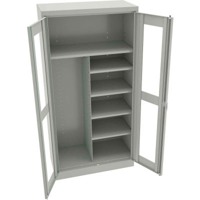 Tennsco C-Thru Standard Combination Cabinet CVD7214-LGY - Welded 36"W X 18"D X 72"H, Light Grey