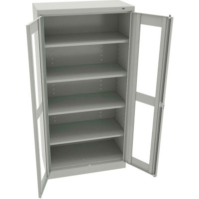 Tennsco C-Thru Standard Storage Cabinet CVD7218-LGY - Welded 36"W X 18"D X 72"H, Light Grey