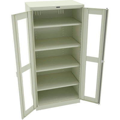 Tennsco C-Thru Deluxe Storage Cabinet CVD7824-CPY - Welded 36"W X 24"D X 78"H, Champagne Putty