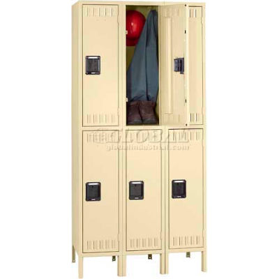 Tennsco Steel Locker DTK-121530-3-BLK - Double Tier w/Legs 3 Wide12x15x30, Unassembled, Black