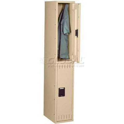 Tennsco Steel Locker DTK-121530-A-MGY - Double Tier No Legs 1 Wide12x15x30, Unassembled, Medium Grey