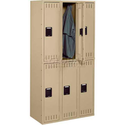 Tennsco Steel Locker DTK-121530-C-BLK - Double Tier No Legs 3 Wide12x15x30, Unassembled, Black