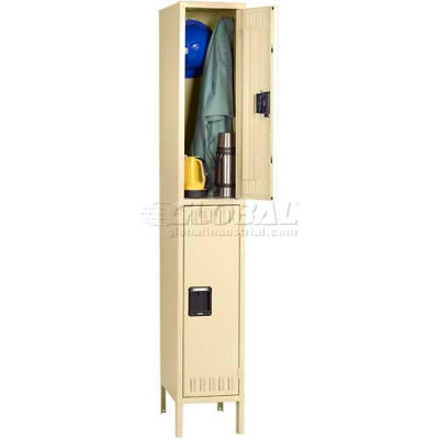 Tennsco Steel Locker DTK-121830-1-MGY - Double Tier w/Legs 1 Wide 12x18x30, Unassembled, Medium Grey