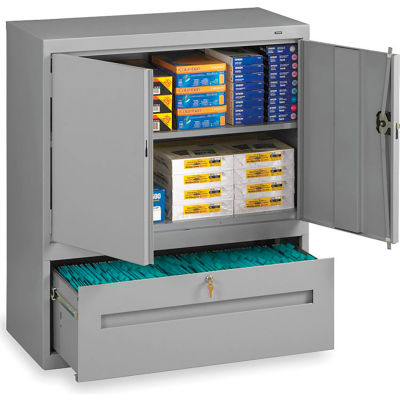 Tennsco Combination Shelf Drawer Cabinet DWR-4218-MGY - 36x18x42 1 Drawer, 2 Shelf, Medium Grey