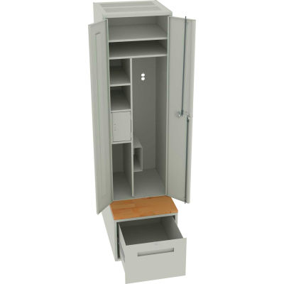 Tennsco First Response Locker 24"W x 36"D x 90"H Assembled with Drawer Base - Light Gray