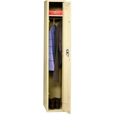 Tennsco Steel Locker STK-121560-A-SND - Single Tier No Legs 1 Wide 12x15x60 Unassembled, Sand