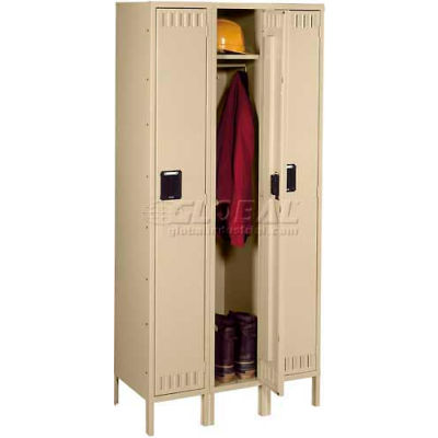 Tennsco Steel Locker STK-121860-3-BLK - Single Tier w/Legs 3 Wide 12x18x60 Unassembled, Black