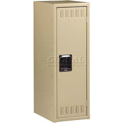 Tennsco Single Tier 1 Door Welded Locker, 12"Wx18"Dx36"H, Light Gray, Assembled