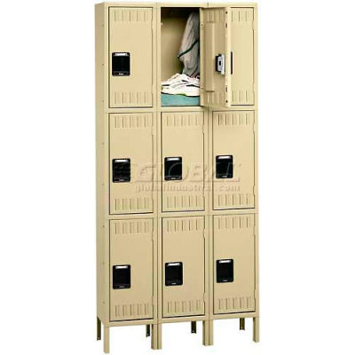 Tennsco Stee Locker TTS-121224-3-BLK - Triple Tier w/Legs 3 Wide 12x12x24 Assembled, Black