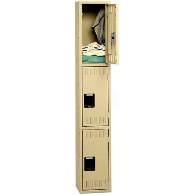 Tennsco Stee Locker TTS-121824-A-MGY - Triple Tier No Legs 1 Wide 12x18x24 Assembled, Medium Grey