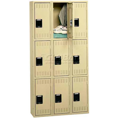 Tennsco Stee Locker TTS-121824-C-BLK - Triple Tier No Legs 3 Wide 12x18x24 Assembled, Black