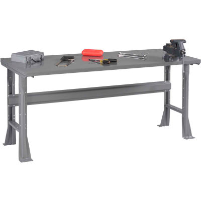 Tennsco WB-1-3660S Flared Leg Fixed Height Workbench - Steel Square Edge 60x36x33-1/2 Gray